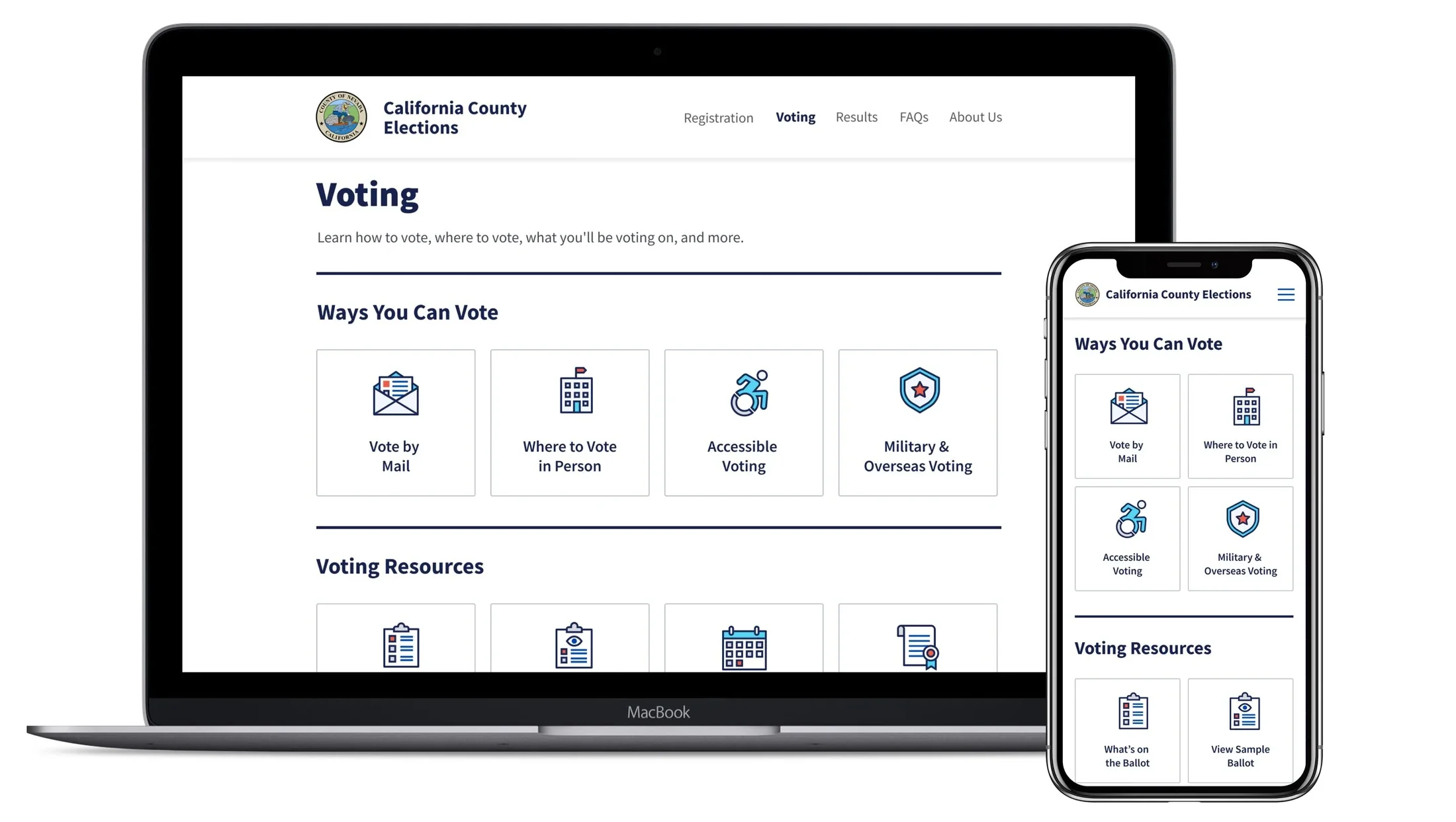 Voting page using the reusable tile navigation system
